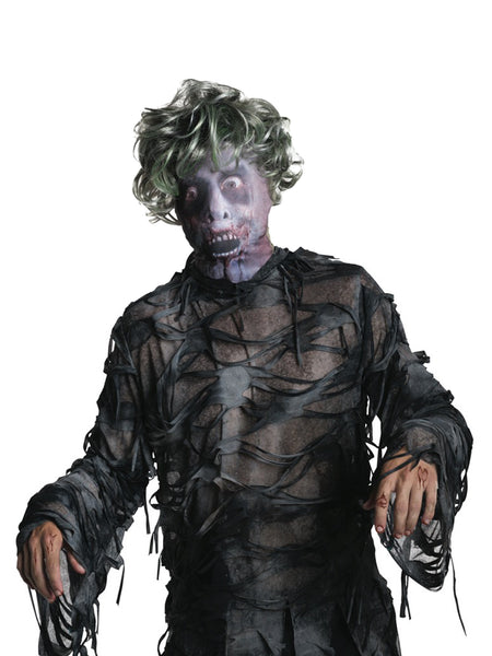 Men's Zombie Overhead Mask with Wig