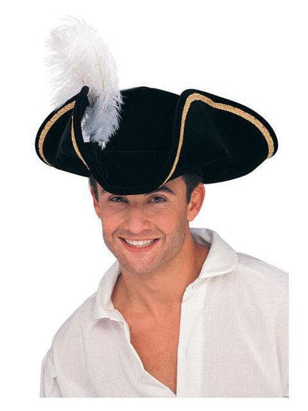 Adult Black Buccaneer Tricorn Hat