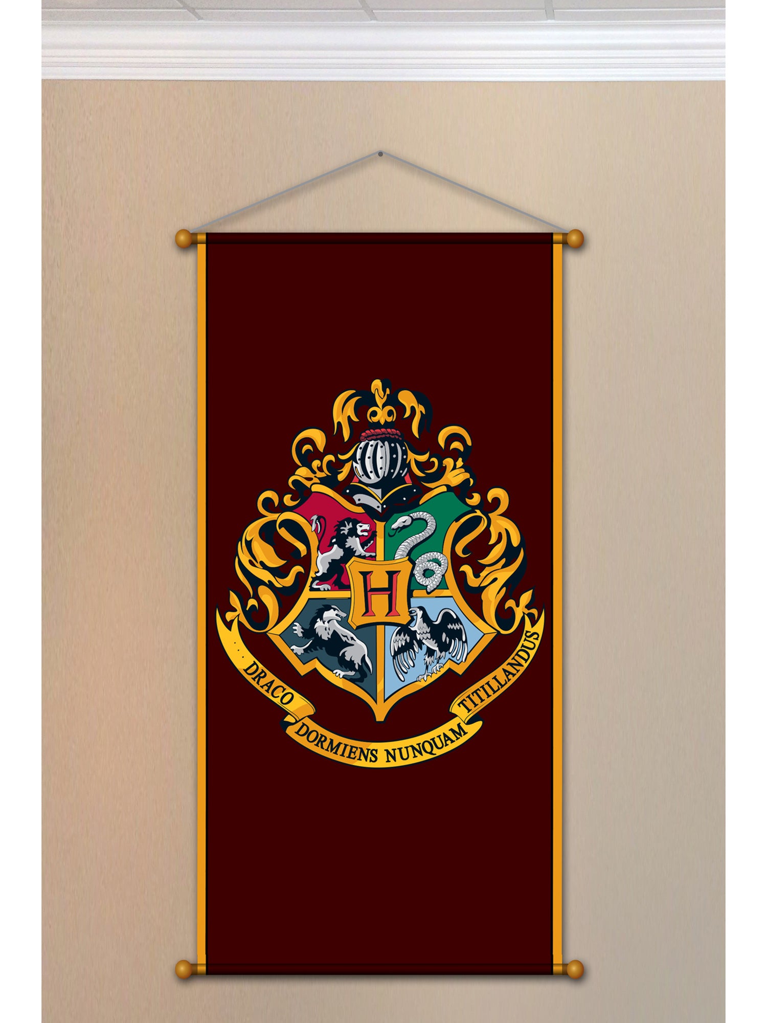 33-inch Harry Potter Hogwarts Crest Hanging Banner Decoration - costumes.com