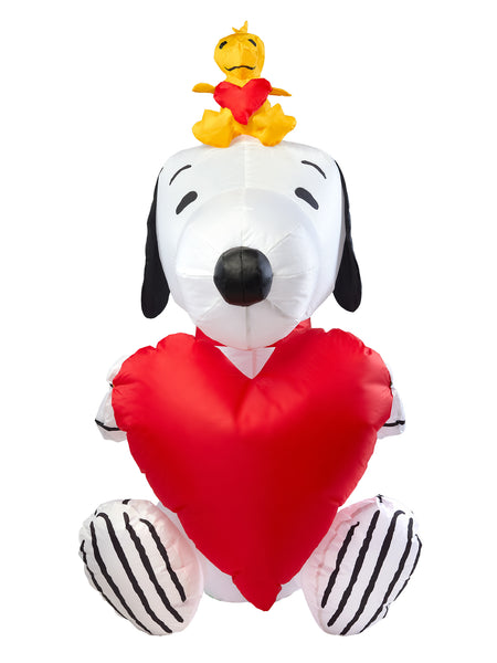 4.5 Foot Peanuts Snoopy and Woodstock Valentine's Heart Inflatable Lawn Decoration