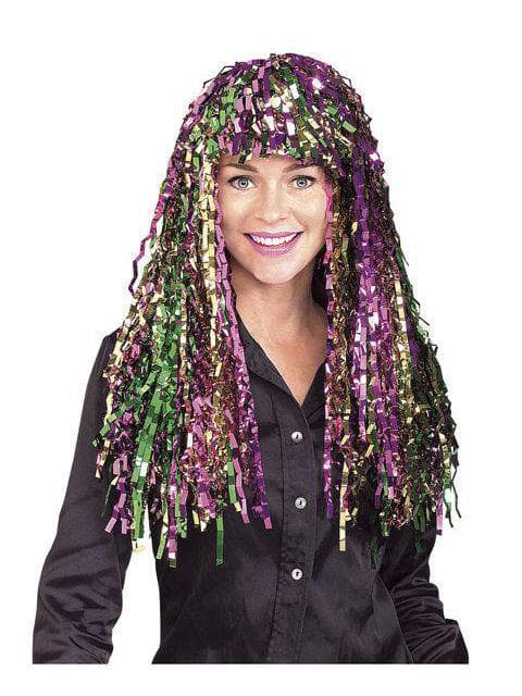 Long Multi Colored Mardi Gras Tinsel Wig - costumes.com