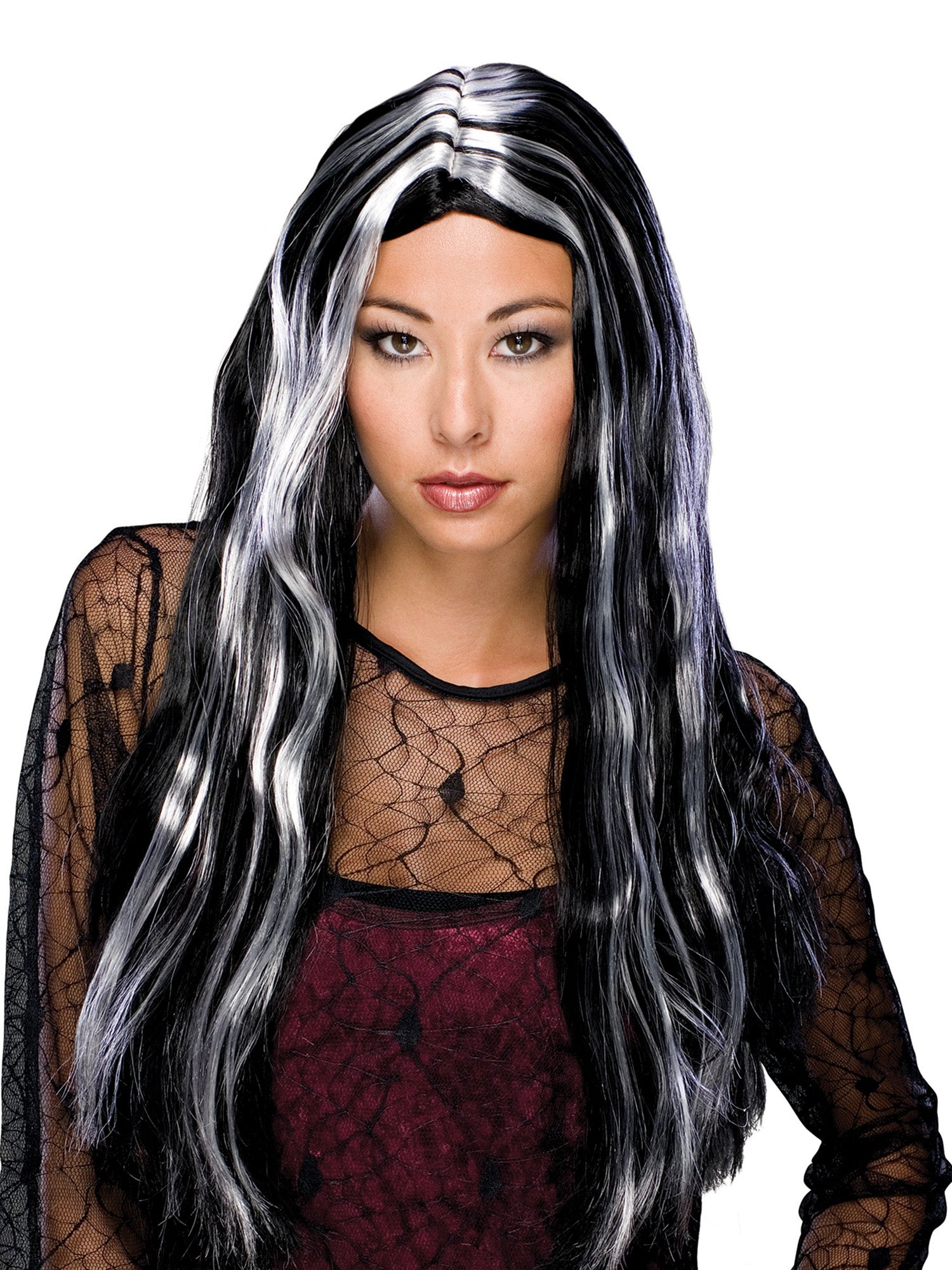 Women's Long Black and White Witch Wig - costumes.com