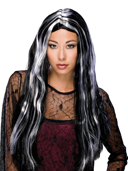 Women's Long Black and White Witch Wig