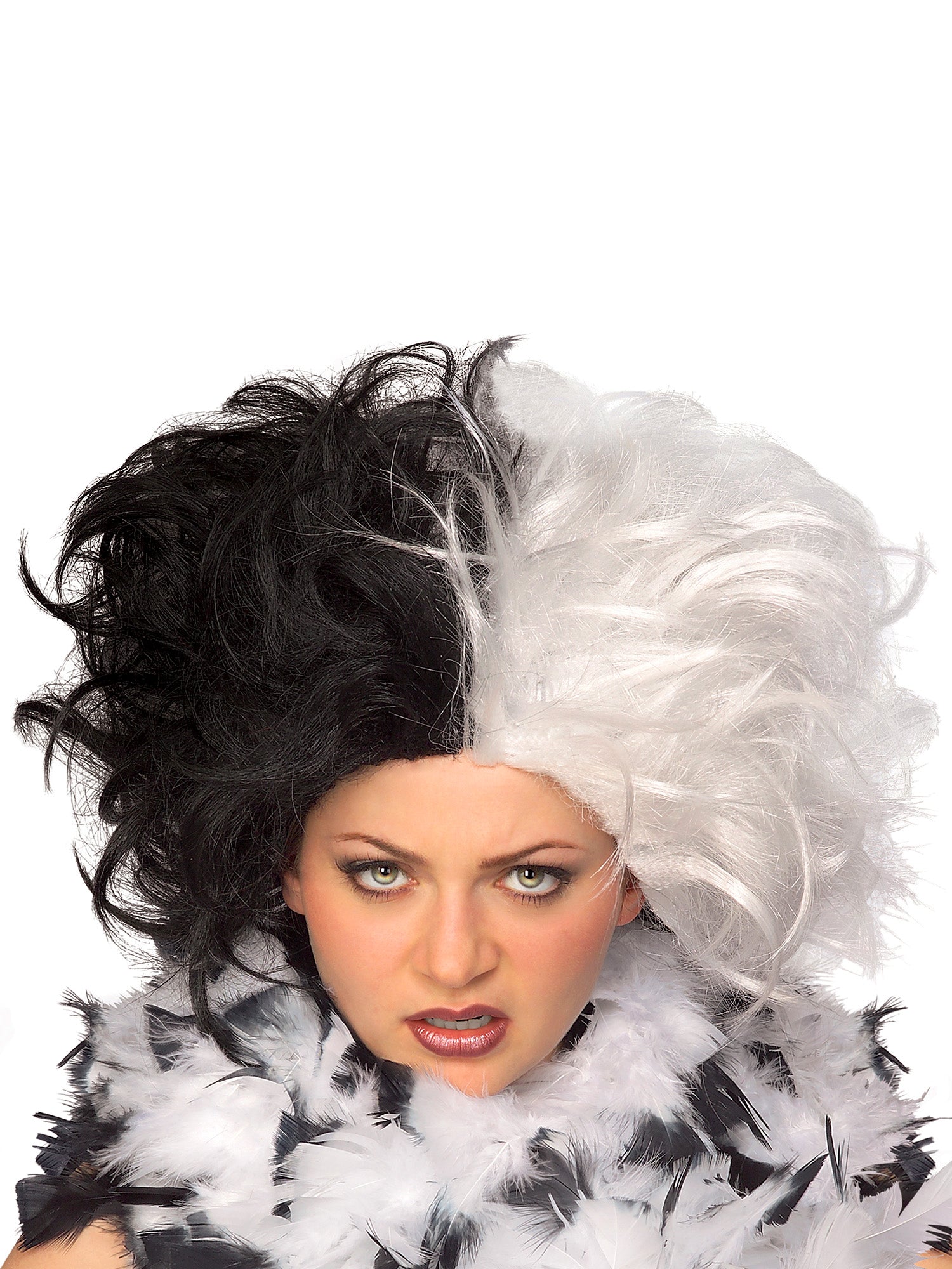 Women's Black and White Cruel Villain Wig - costumes.com