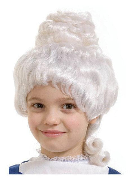 Girls' White Colonial Wig