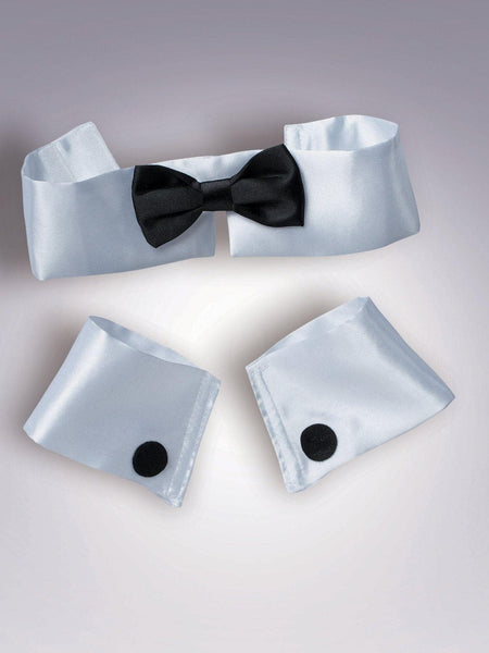 Adult Fancy Tux Style Collar, Bowtie and Wrist Cuff Set