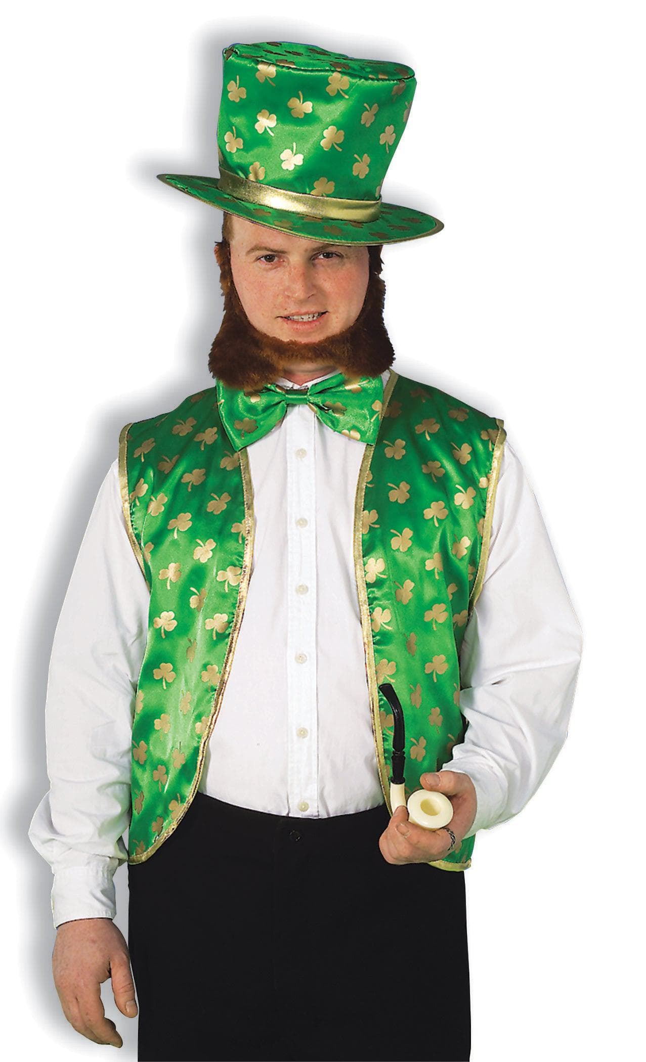 Adult St Patrick's Day Shamrock Vest, Hat and Bowtie - costumes.com
