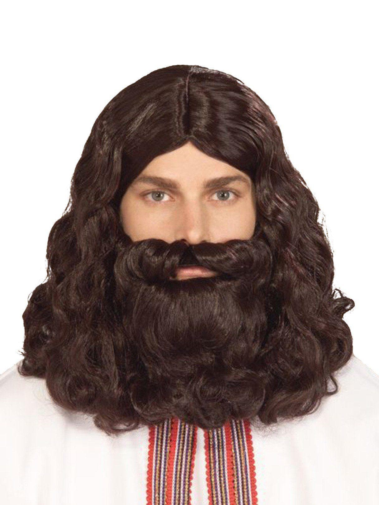 Men's Long Brown Biblical Wig and Beard Set - costumes.com