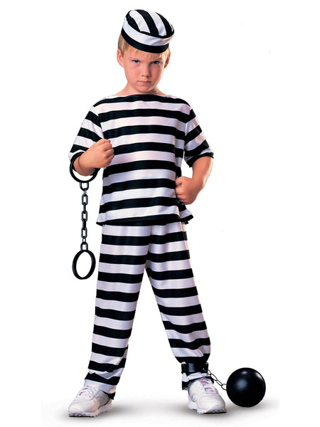 Kids' Black and White Striped Jailbird Costume