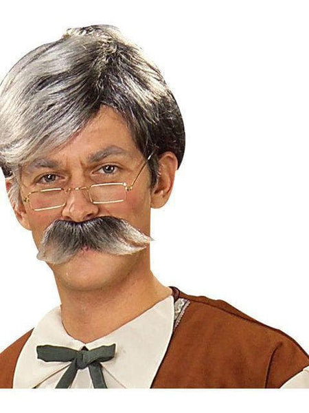 Men's Gray Geppetto Moustache and Wig