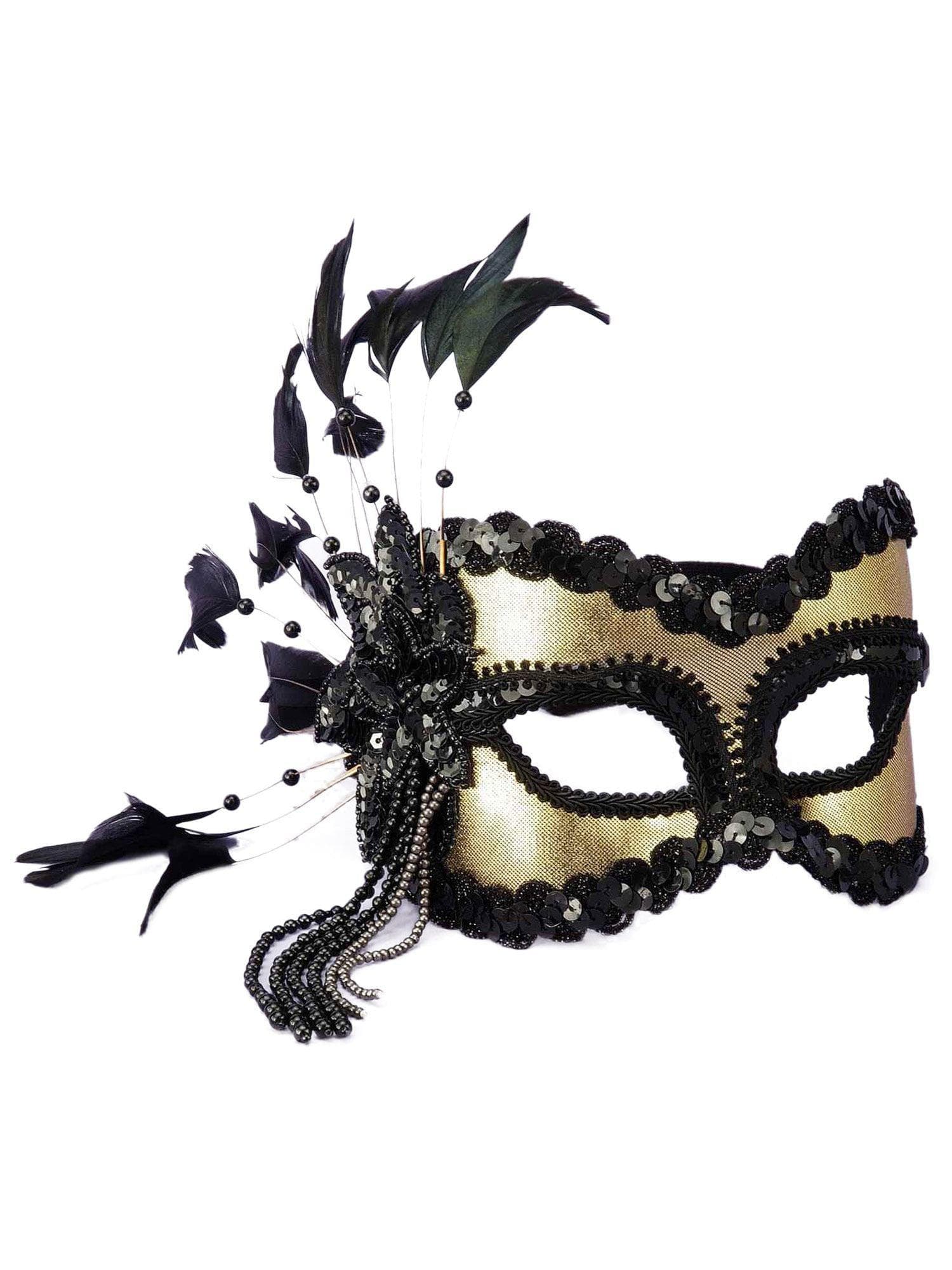Gold Feather Eye Mask - costumes.com