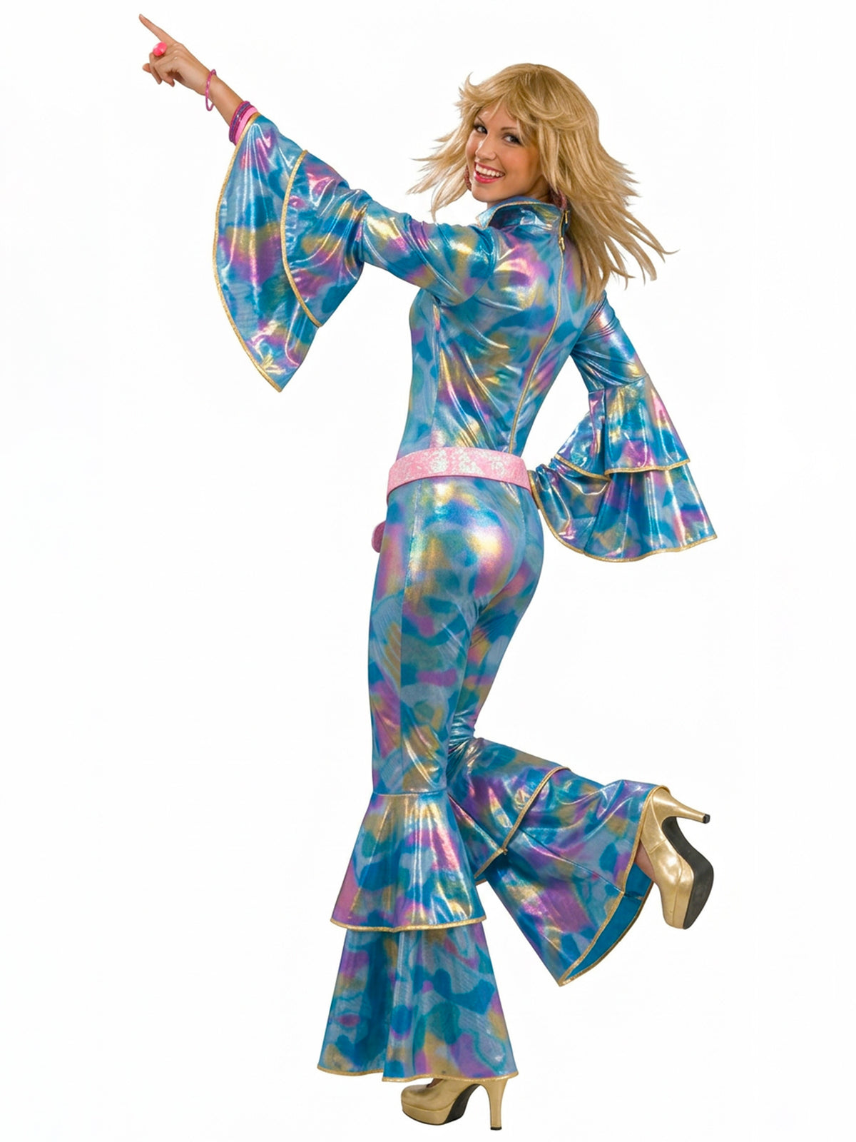 Women's 1970's Blue Tie-Dye Disco Mama Costume - costumes.com