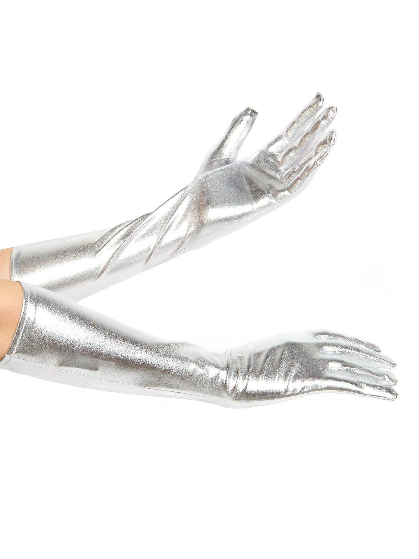Women's Silver Lame Gloves - costumes.com
