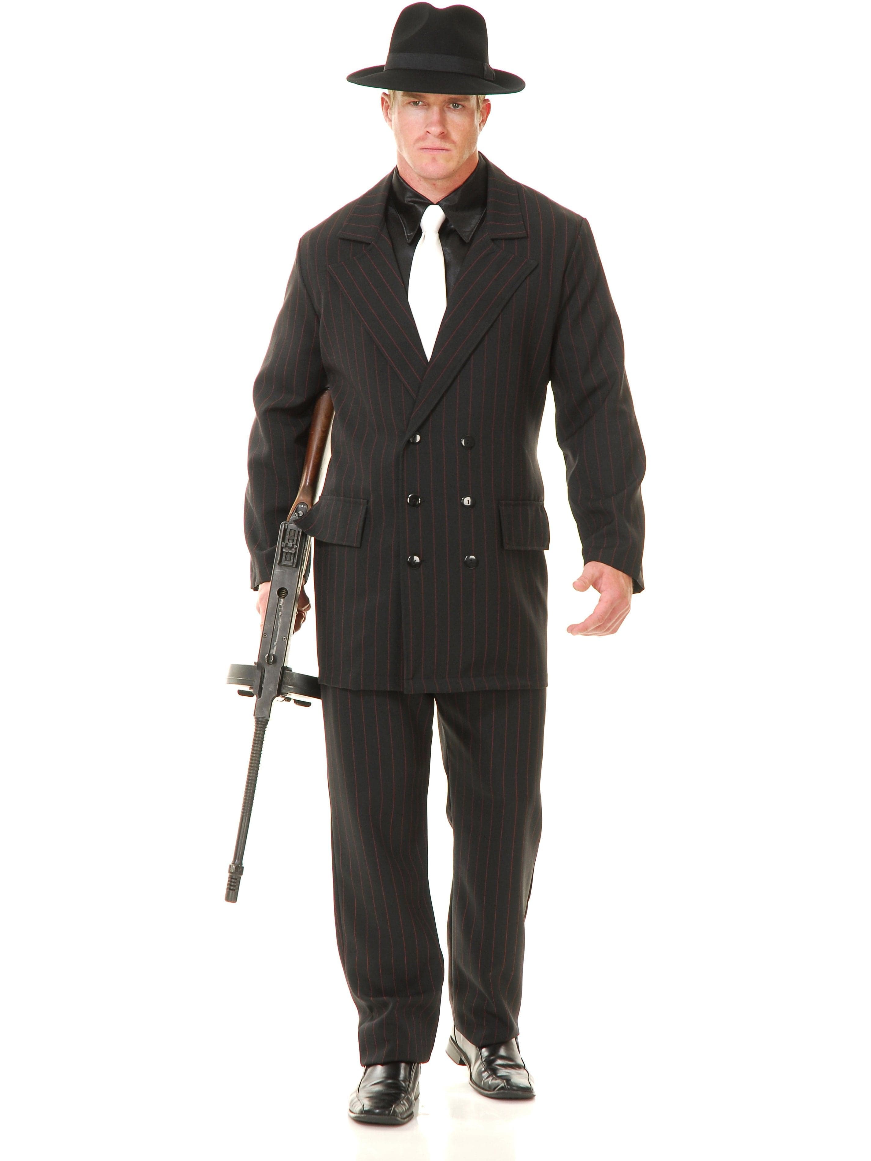 Adult Gangster Double Breasted Suit Black/Red Costume - costumes.com