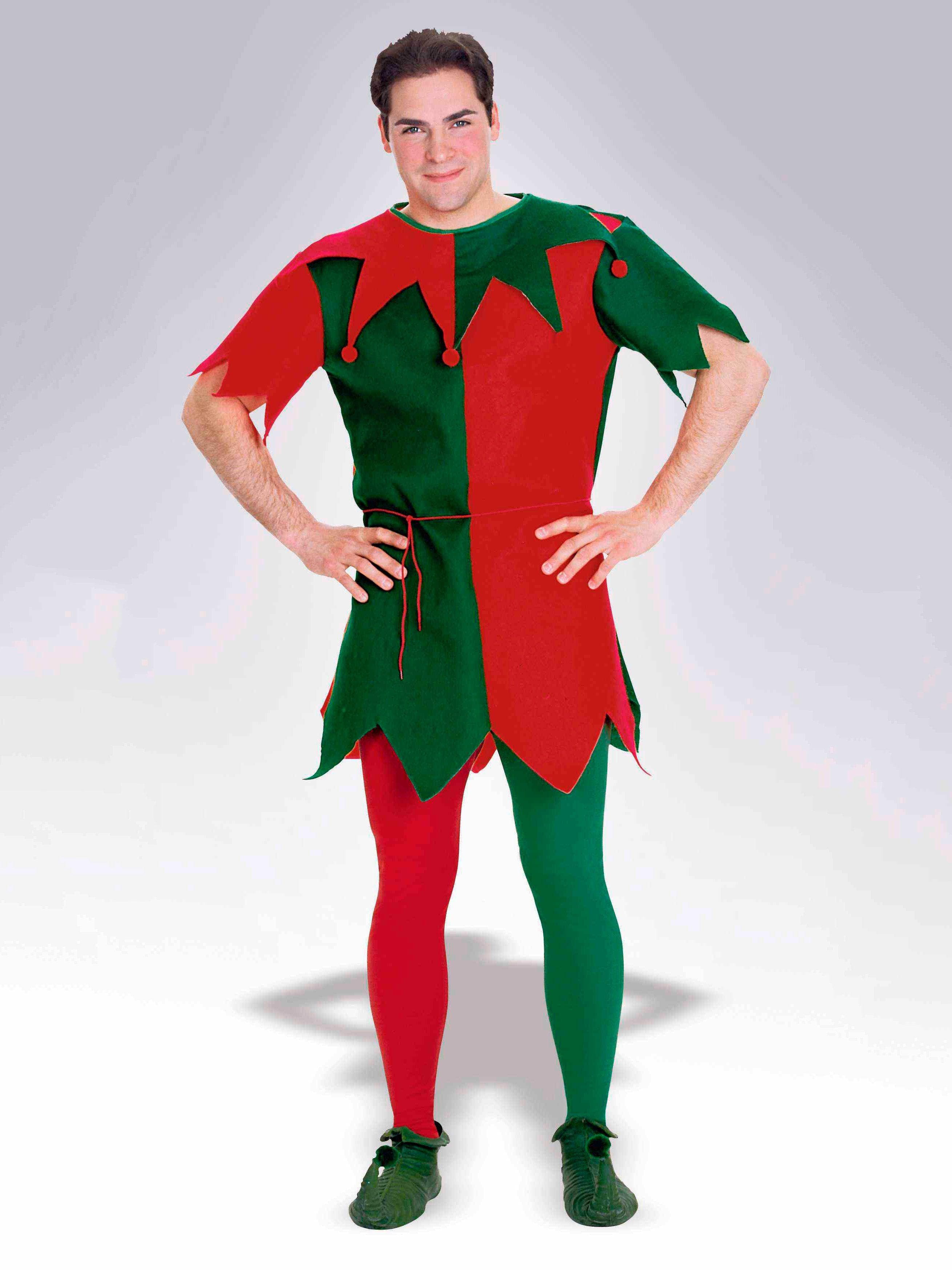 Adult Red and Green Elf Tights - costumes.com
