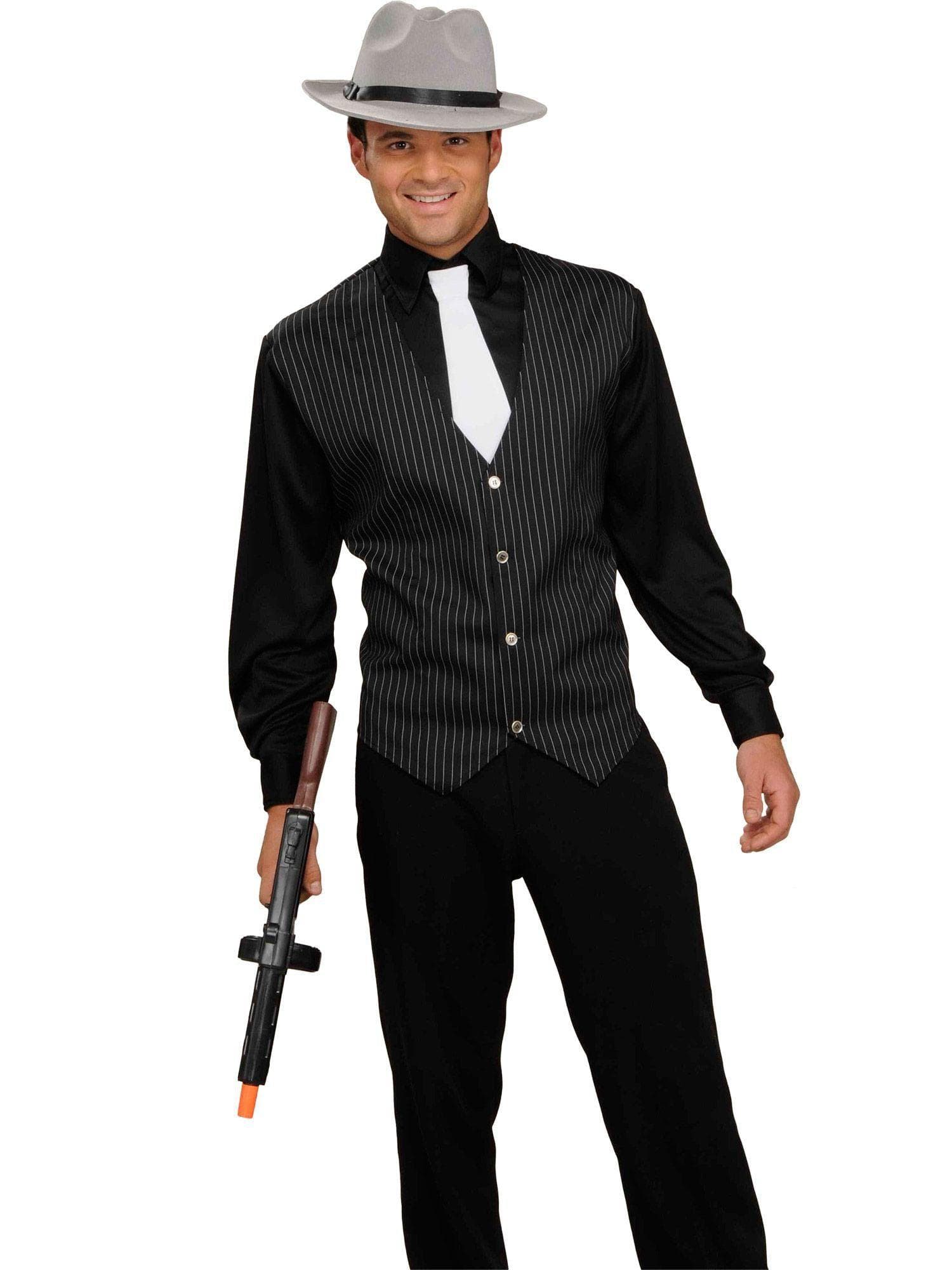 Men's Black Gangster Shirt with Vest and Tie - costumes.com