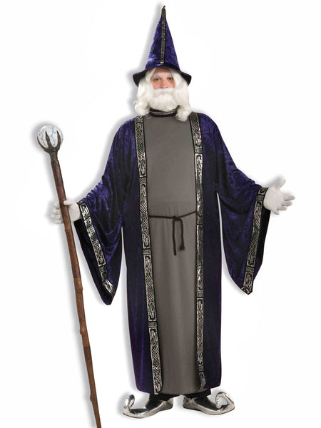 Men's Big and Tall Purple Robe Wizard Costume