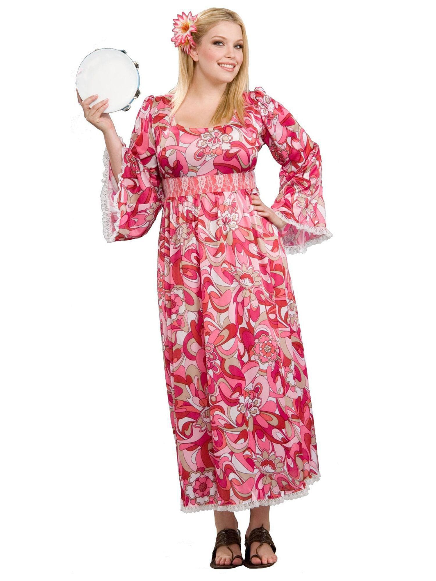 Adult Plus Size Hippie Flower Cos Costume - costumes.com