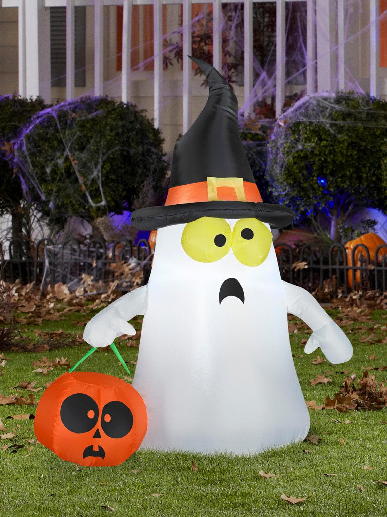 3 Foot Trick Or Treat Ghost Light Up Halloween Inflatable Lawn Decor - costumes.com