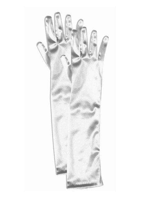 Women's White Long Satin Gloves - costumes.com