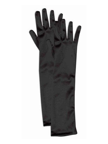 Women's Black Long Satin Gloves