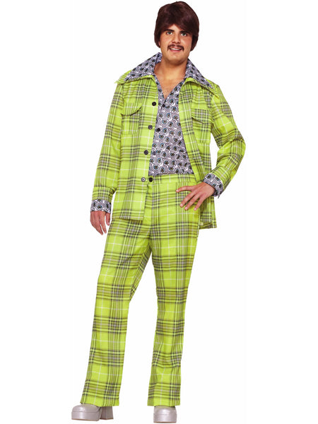 Men's 1970's Green Plaid Leisure Suit Costume