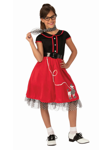 Girls' 1950's Red Poodle Dress