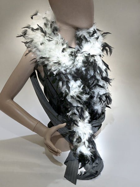 Women's White and Black Feather Boa