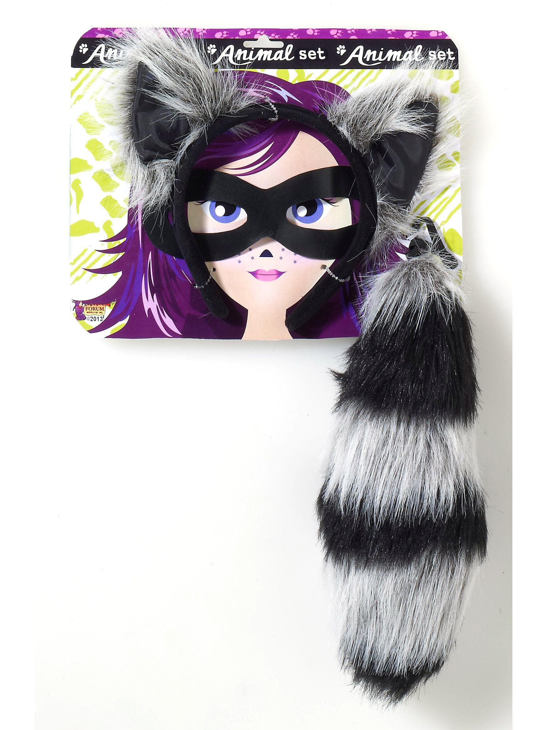 Adult Raccoon Ears Headband and Tail - costumes.com