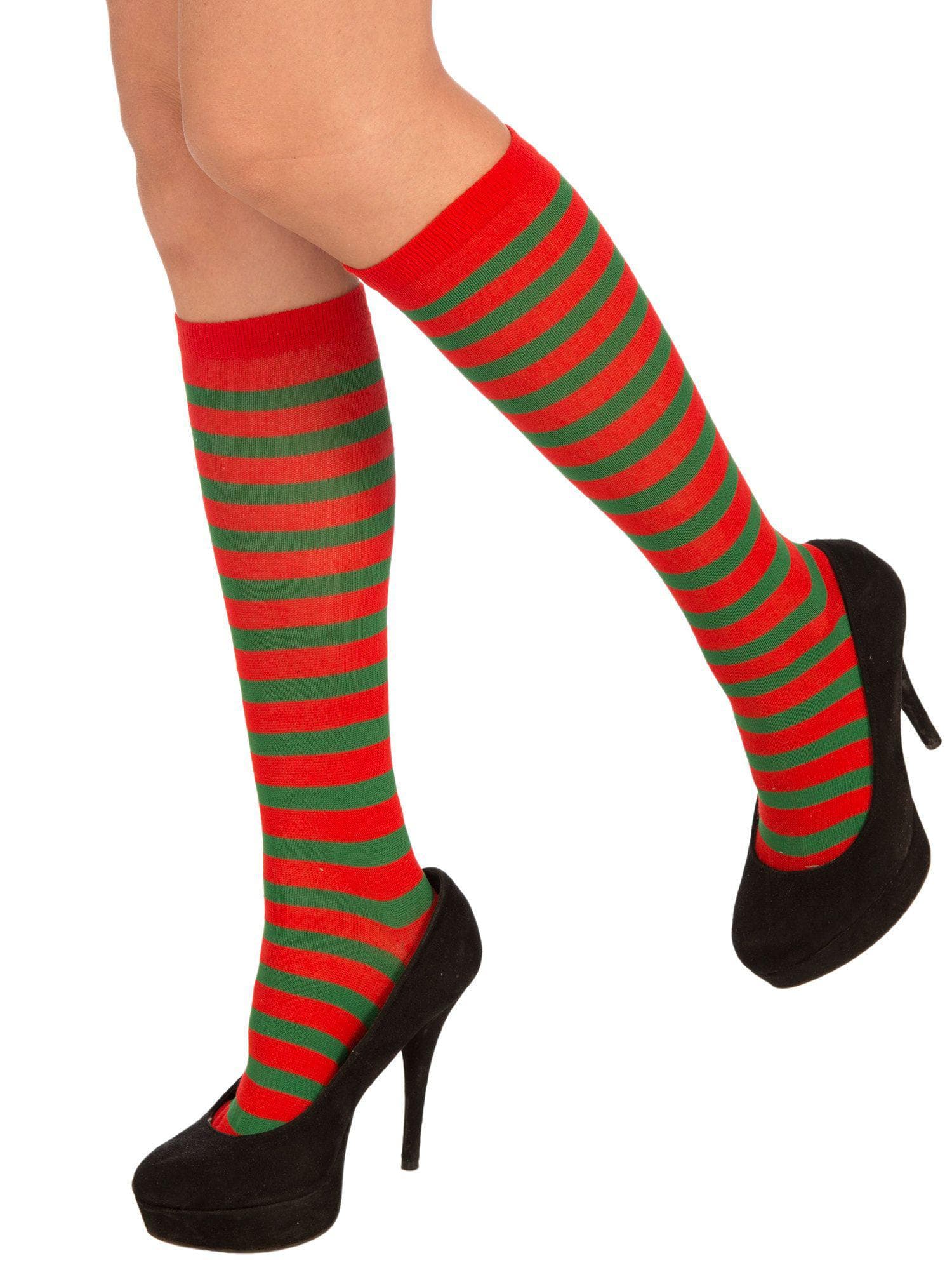 Green/Red Striped Socks - costumes.com