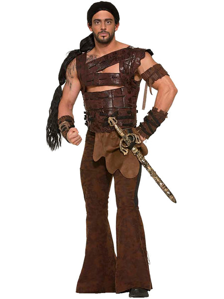 Men's Brown Faux Leather Warrior Armor
