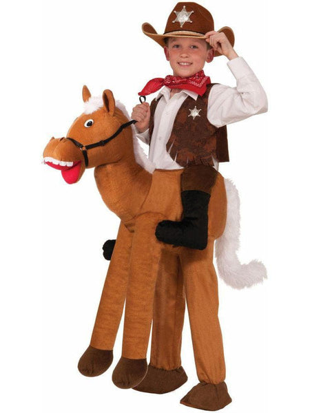 Kids' Brown Yee-Haw Ride In Horsey Costume