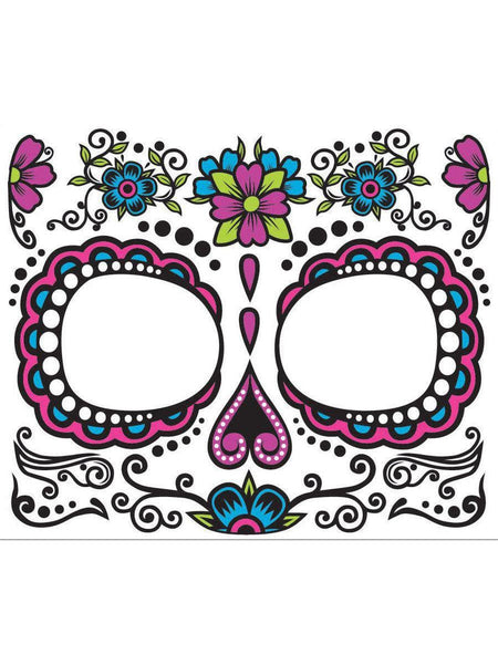 Adult Day Of The Dead Inspired Temporary Face Tattoo