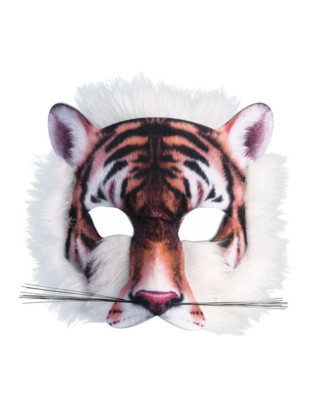 Adult Realistic Plush Tiger Half Mask