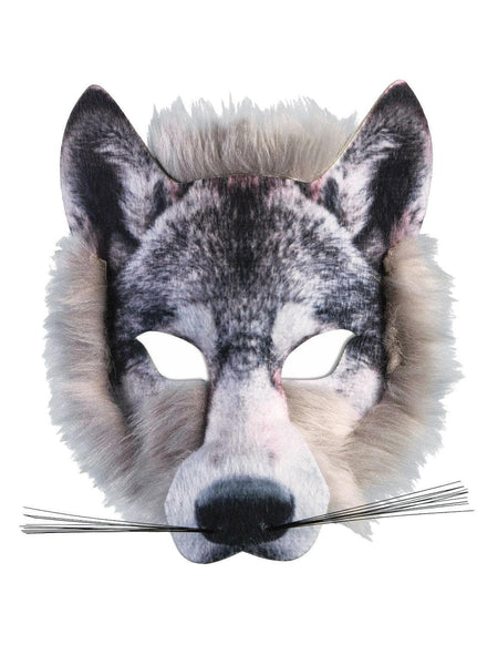 Adult Realistic Plush Wolf Half Mask