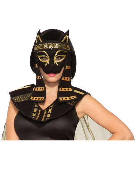 Women's Black and Gold Goddess Bastet Mask