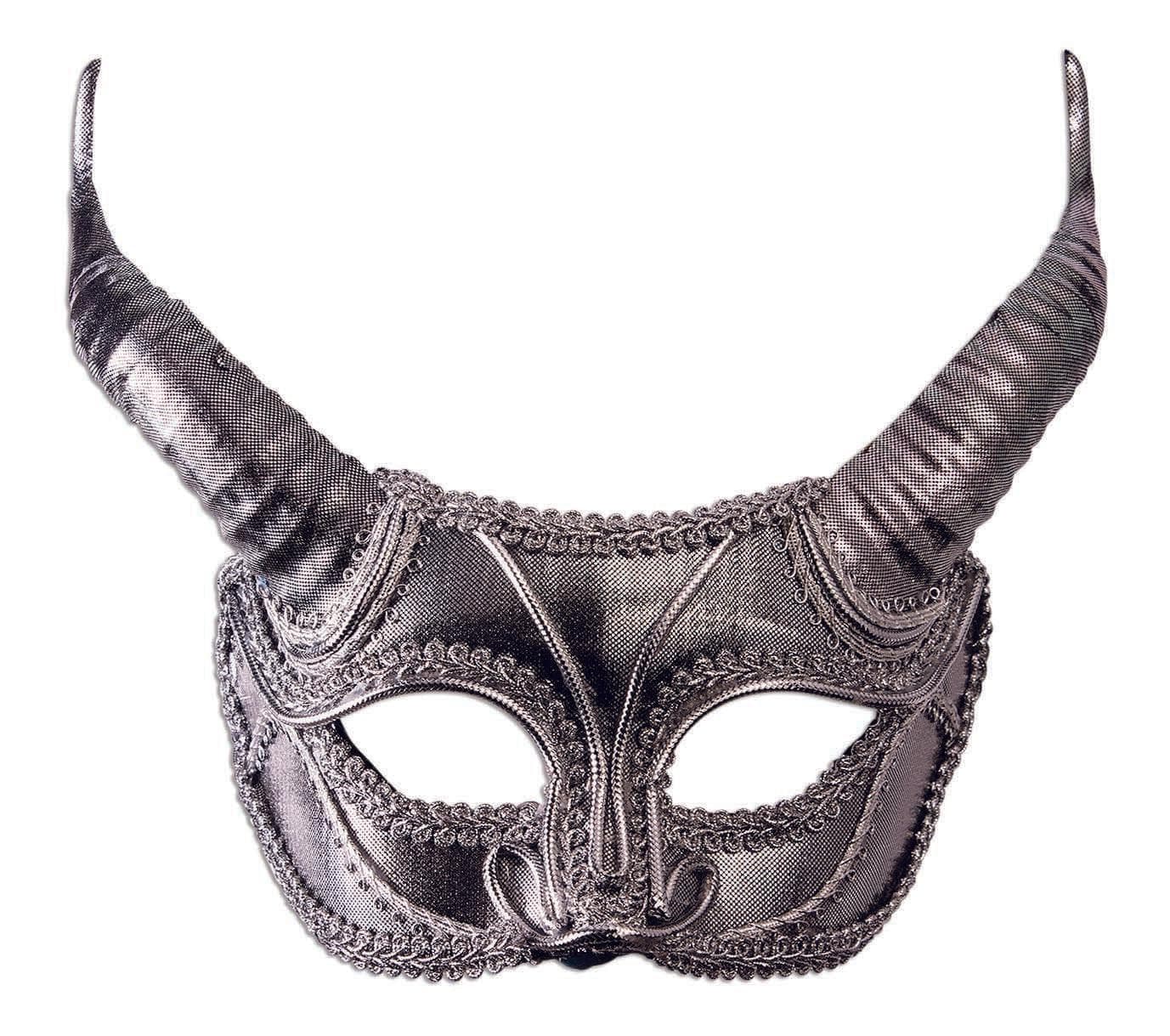 Silver Mask with Horns - costumes.com