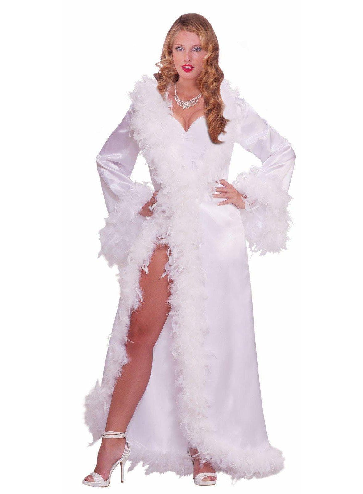 Adult Vintage Hollywood Marabou Satin Robe Costume - costumes.com
