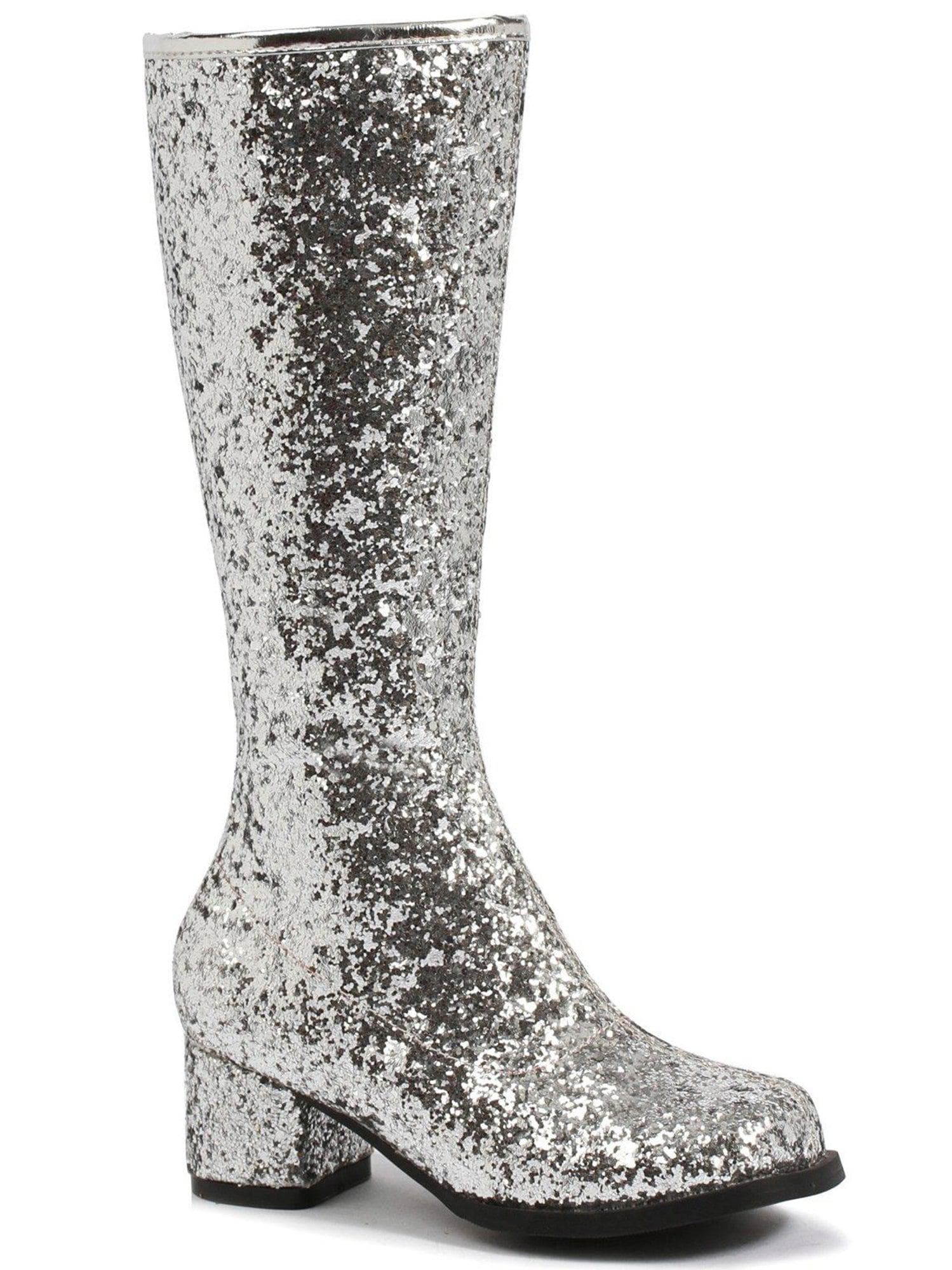 Kids Silver Glitter Go Go Boots - costumes.com