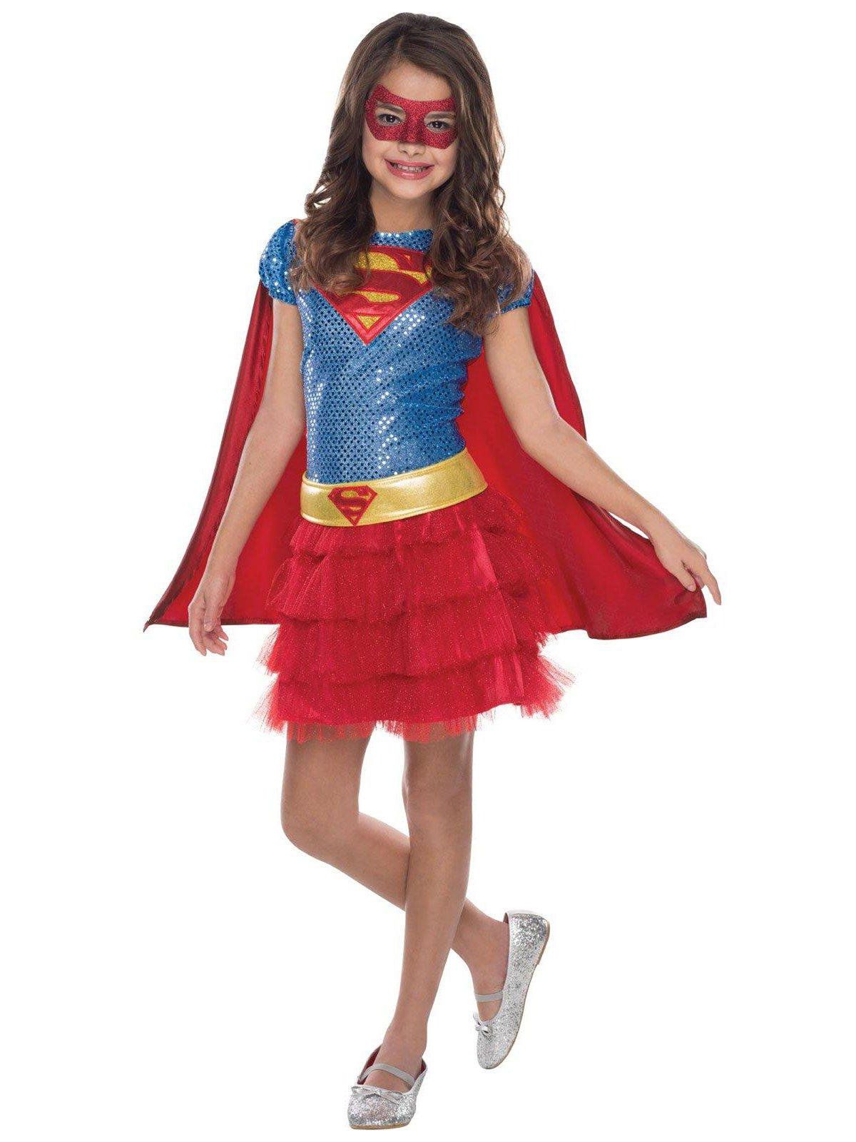 Girls' DC Comics Shimmery Supergirl Tutu Dress Costume - costumes.com