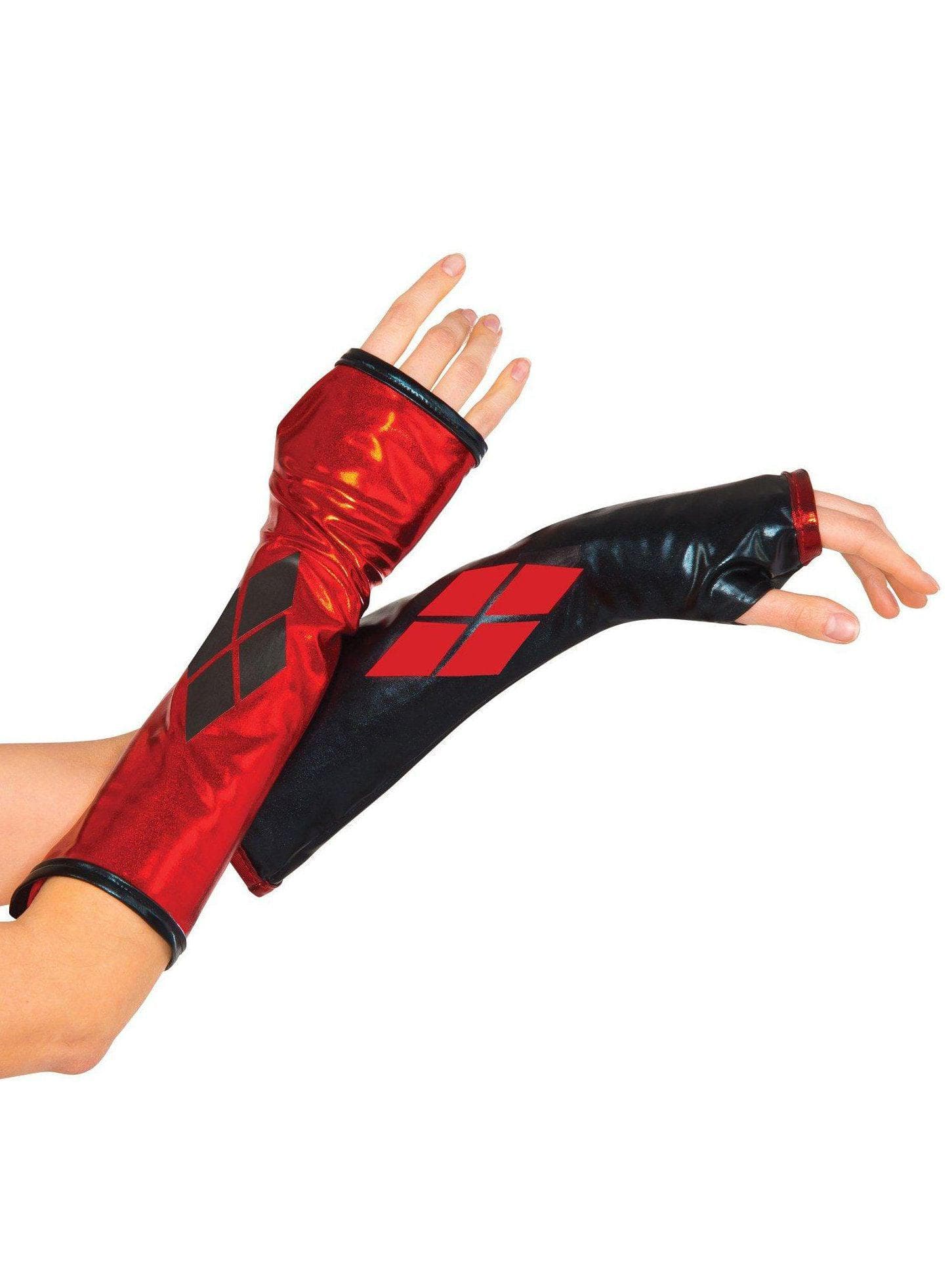 Women's Black and Red DC Comics Harley Quinn Fingerless Gloves - costumes.com