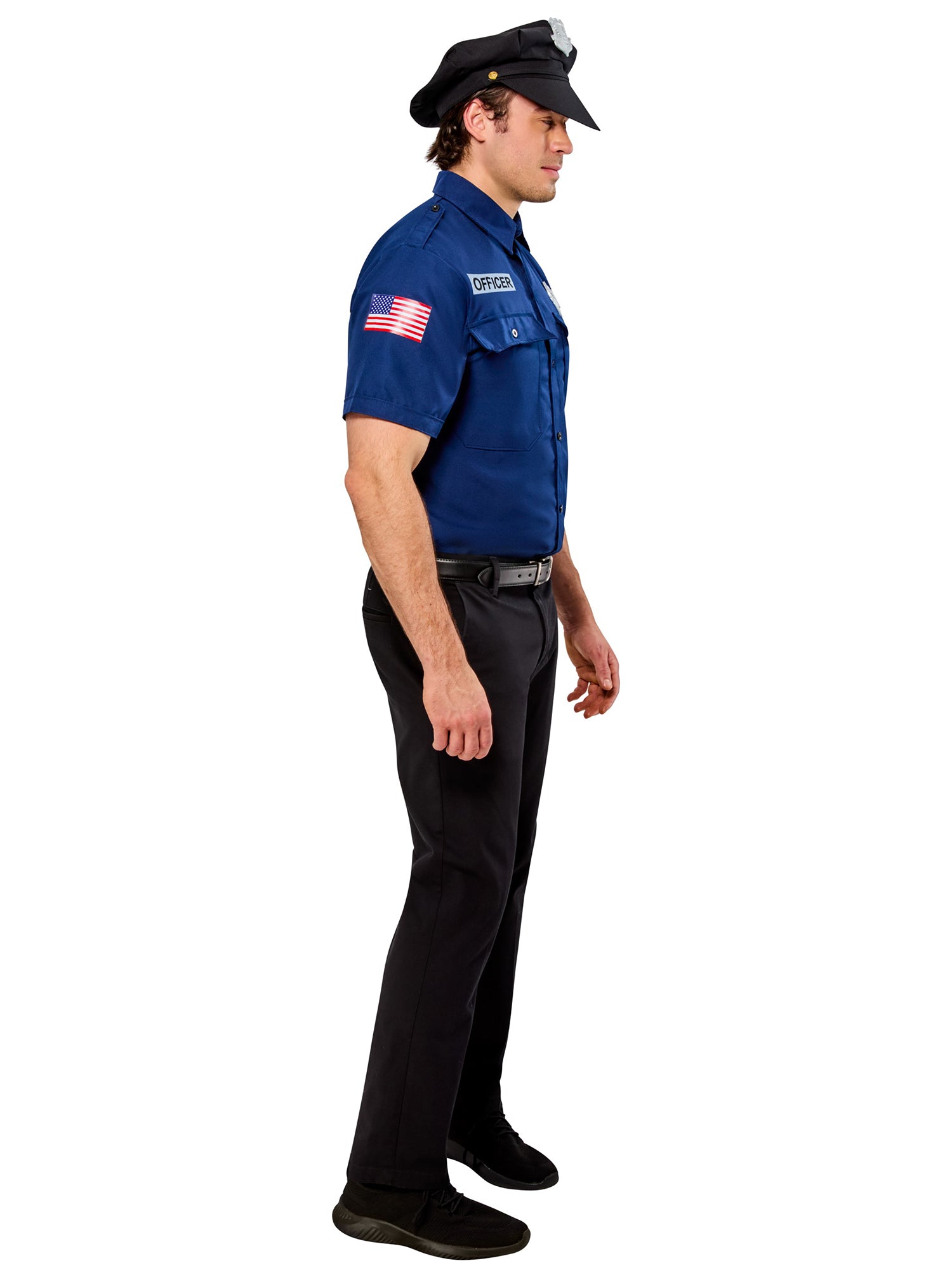 Men's Dark Blue Police Officer Costume Top and Hat Set - costumes.com