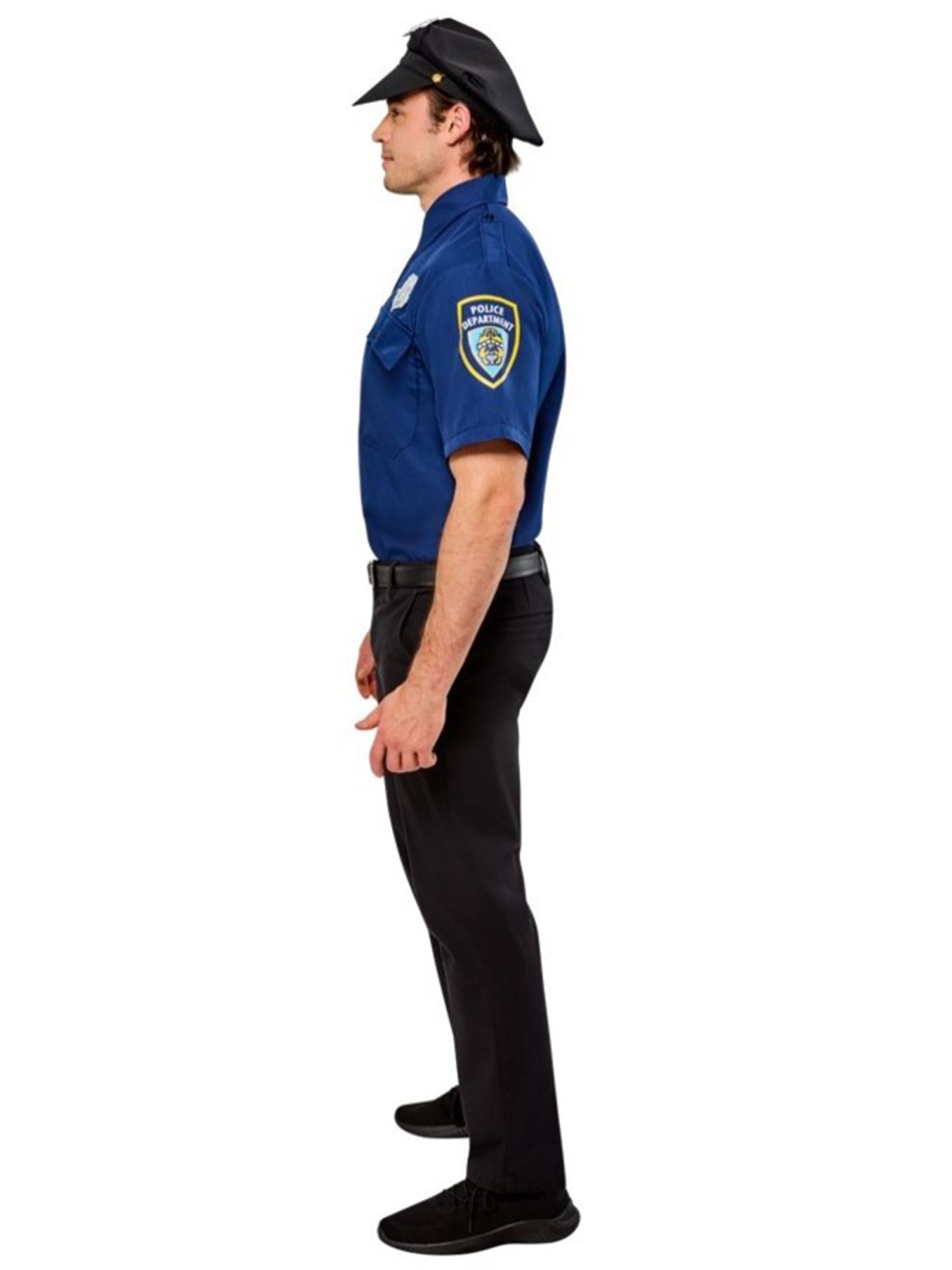 Men's Dark Blue Police Officer Costume Top and Hat Set - costumes.com