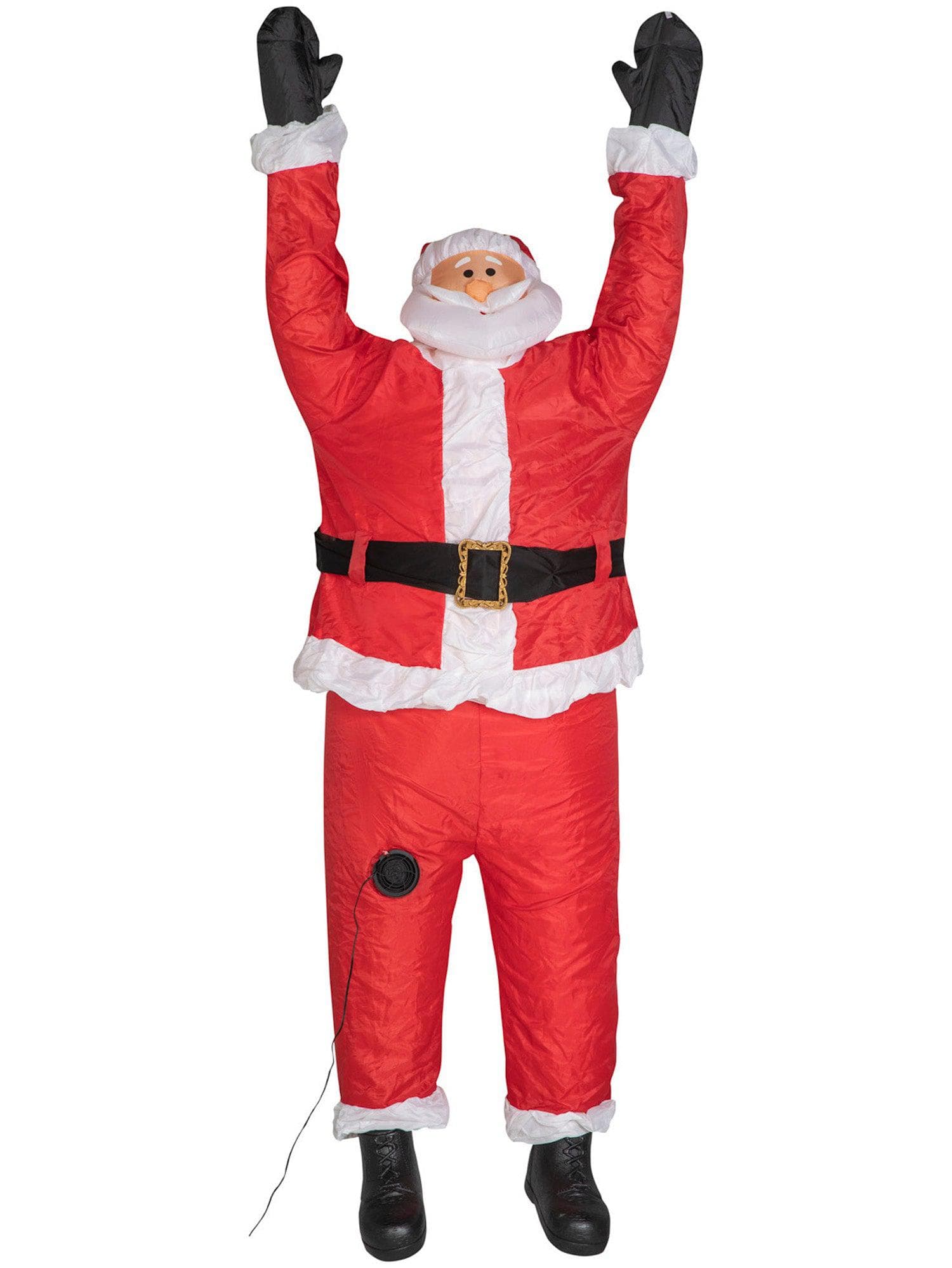 6.5 Foot Santa Hanging From Roof Light Up Christmas Inflatable Lawn Decor - costumes.com