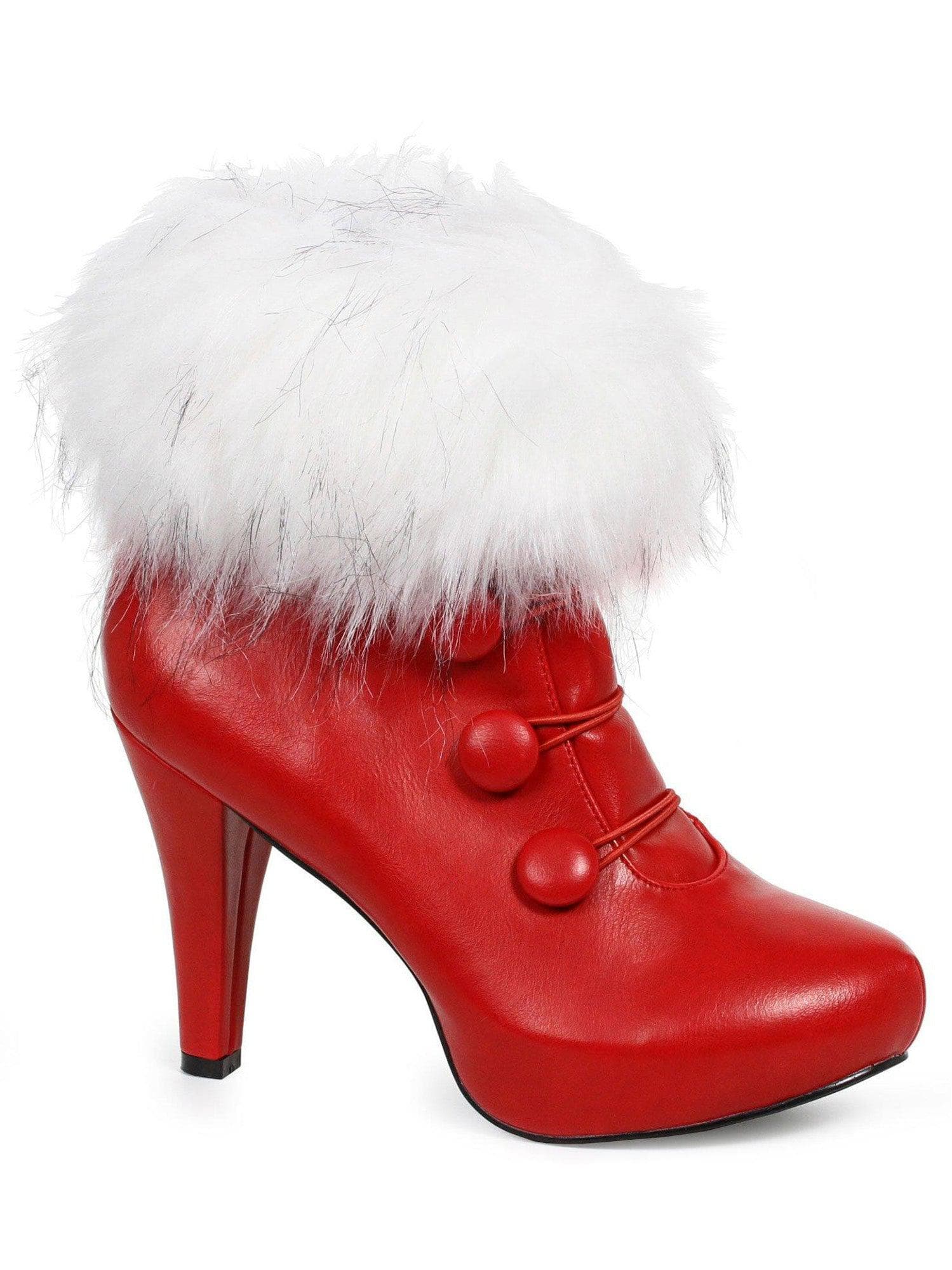 Adult Red Ankle Boots with Faux Fur - costumes.com