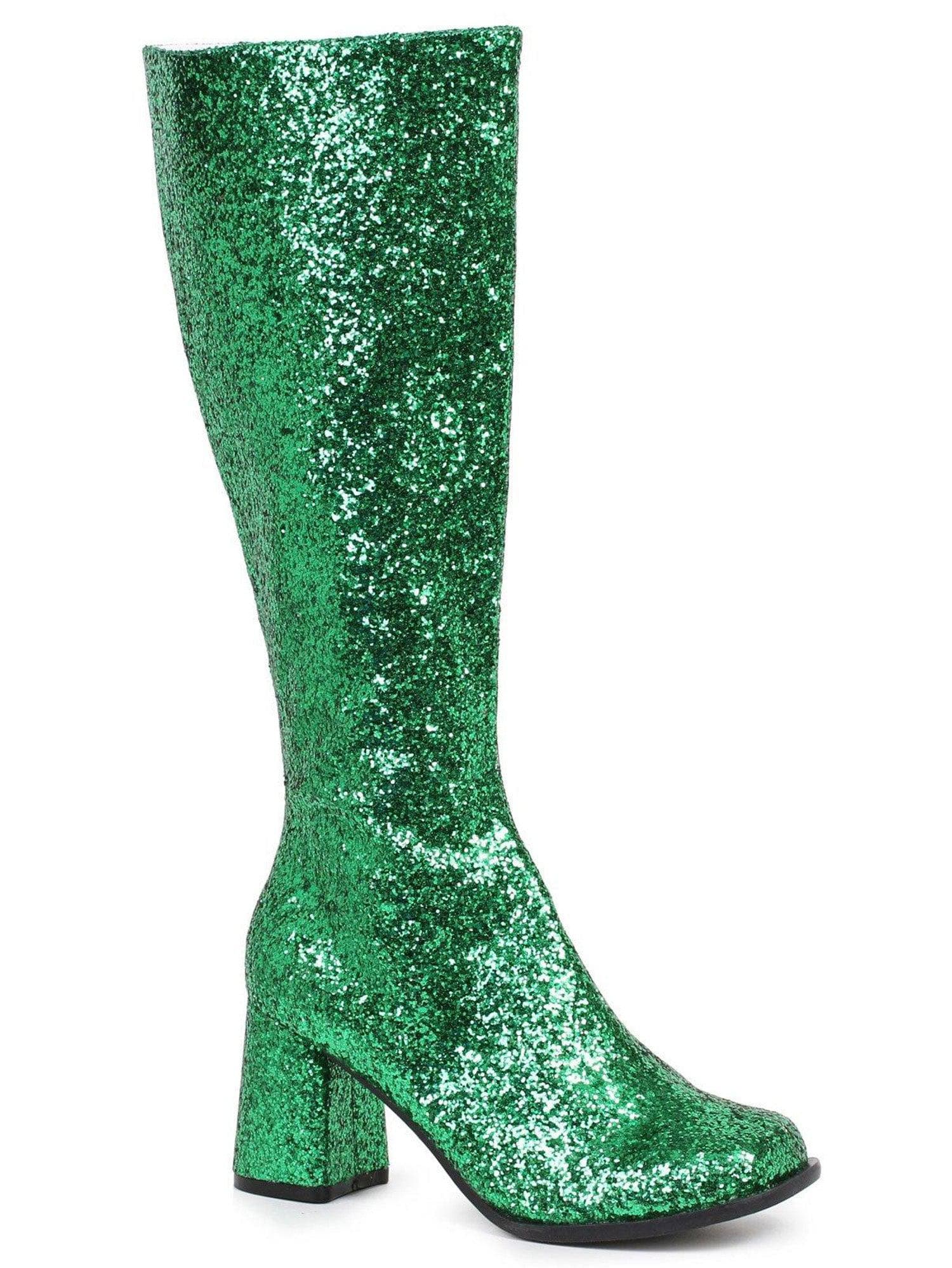 Adult Green Glitter Go Go Boots - costumes.com