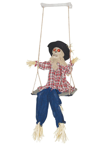 20 Inch Kicking Scarecrow on Swing Light Up Animated Prop