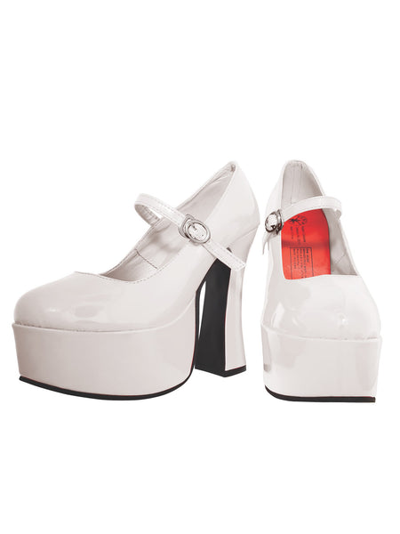 Women's White Patent Mary Jane Platform Shoes