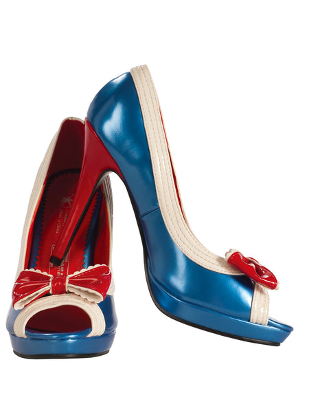 Women's Red, White and Blue Heeled Dress Shoes