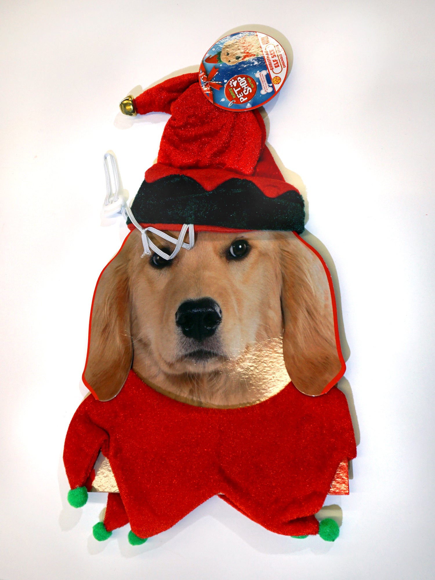 Red and Green Elf Pet Collar and Hat - costumes.com